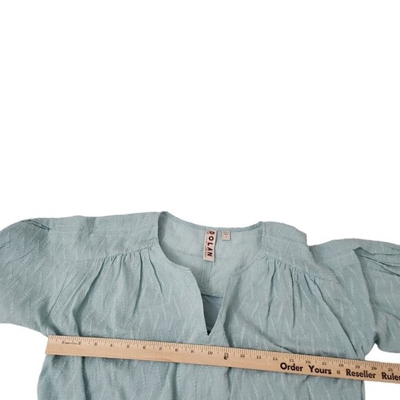 Anthropologie Dolan Blouse Small Blue Alvia Peasant 3/4 Balloon Sleeve Cotton - Picture 12 of 14